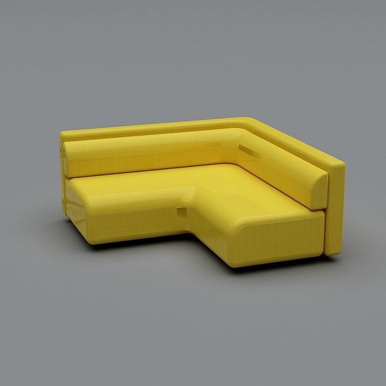 Unique Low-Poly Yellow Sofa 3D Model