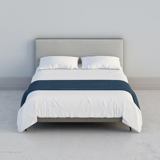 Elegant Low-Polygon Bed 3D model