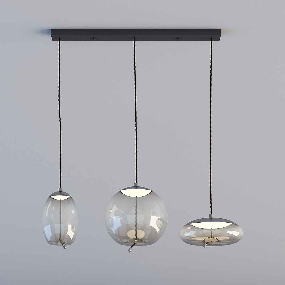 3D-Lampen sind alle GRN-Nordische Minimalistische Bar Café Restaurant Persönlichkeit Kreativ Glas Hanfseil Essen Kronleuchter - MD3179-ABD Rauchgrau