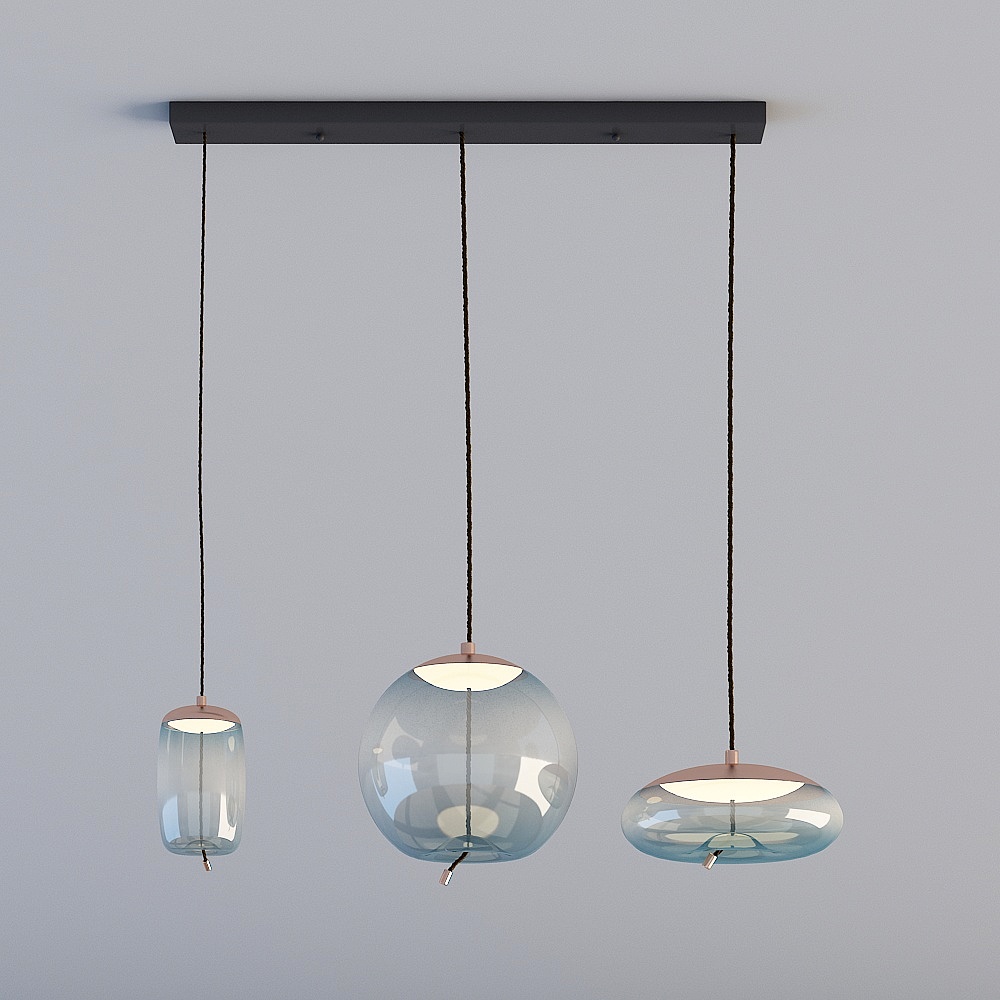 Illuminazioni 3D sono tutte GRN- Nordic Minimalista Bar Caffè Ristorante Personalità Creativa Lampadario in Vetro con Cordone di Canapa - MD3179-ABC Blu Acqua