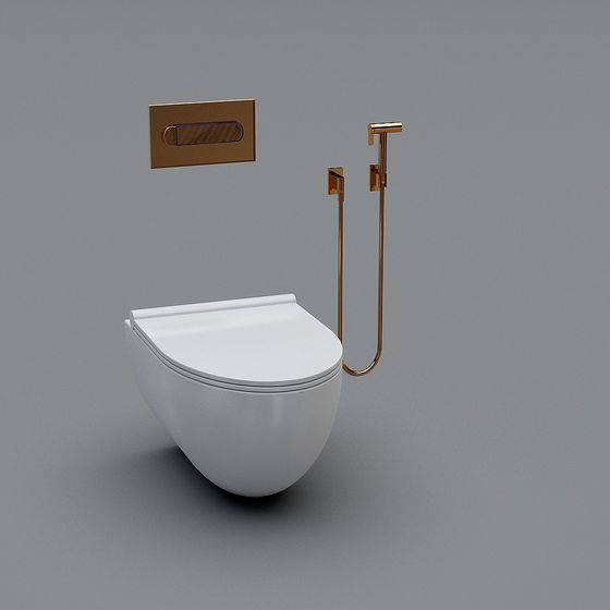 Minimalist Wall-Mounted Toilet 3D model
