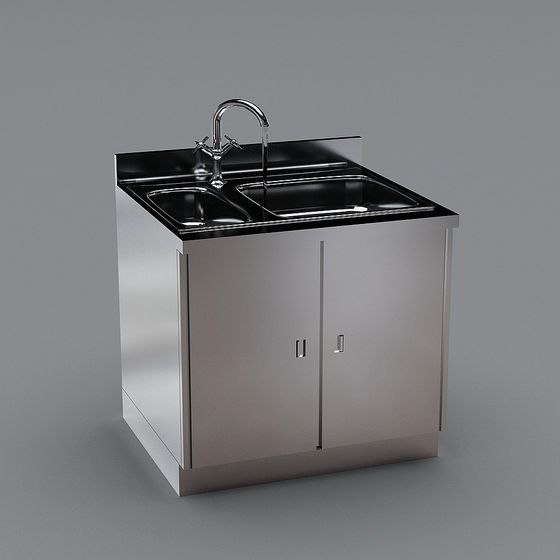 Contemporary Kitchen Sink Cabinet 3D model