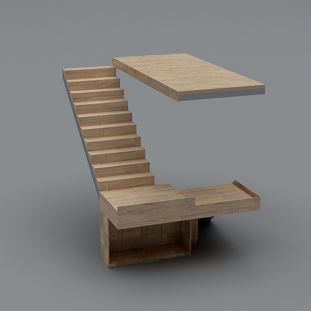 Stylish Floating Staircase Low-Poly 3D model