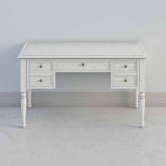 Vintage White Desk 3D model