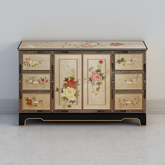 Floral Elegance Cabinet 3D model