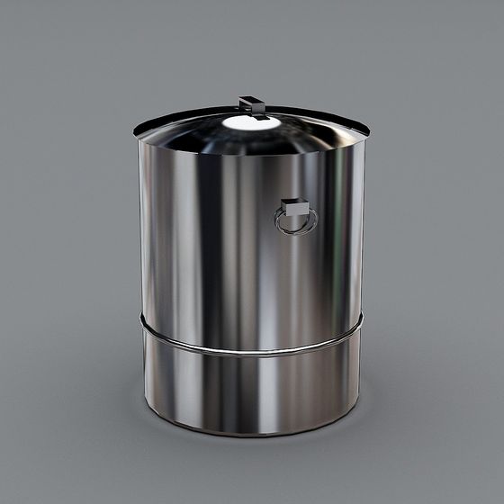 Stylish Stainless Steel Oil Drum 3D model