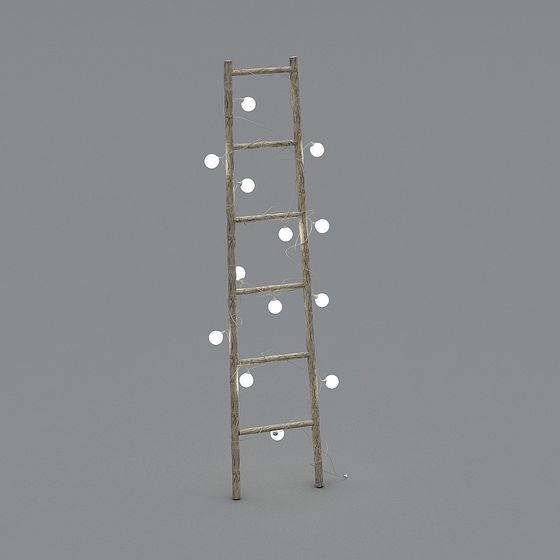 Wooden Decorative Ladder 3D model