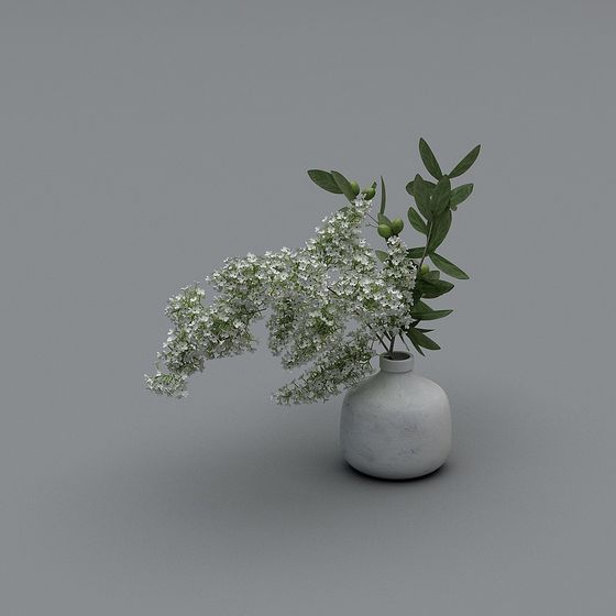 Vase with White Flowers 3D model
