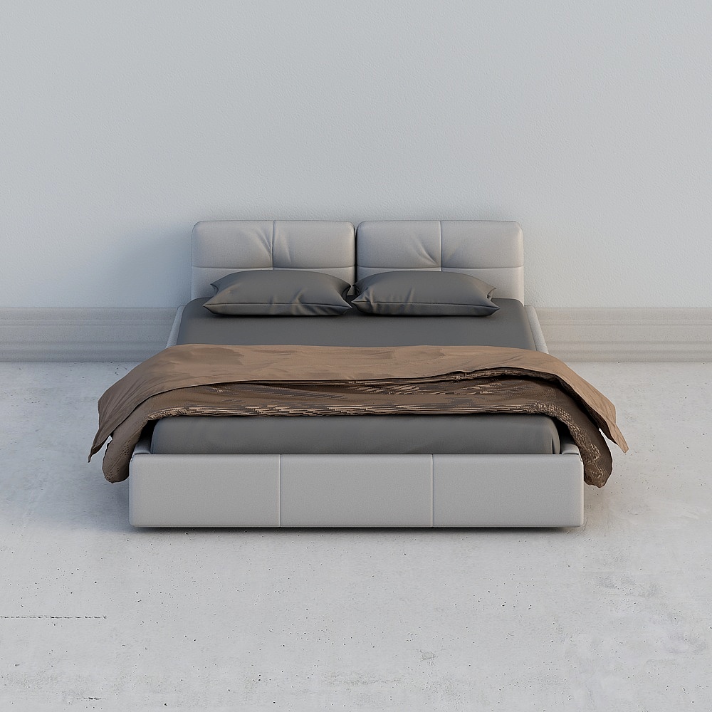 Elegant Low-Poly Bed 3D model for Modern Interiors