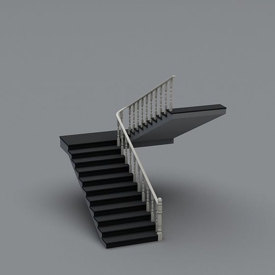 Chic Black and White Staircase 3D model for Modern Spaces