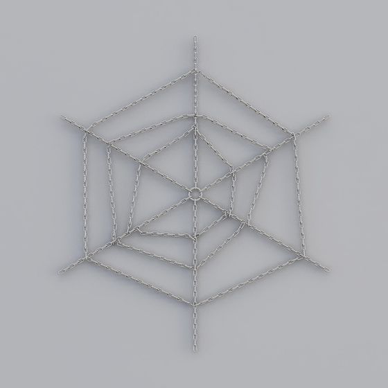 Spider Web 3D Model Crafted from Silver Chains