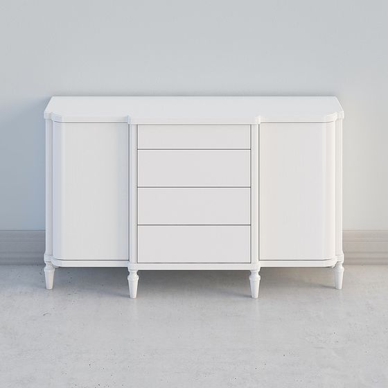 Stylish White Storage Cabinet 3D model