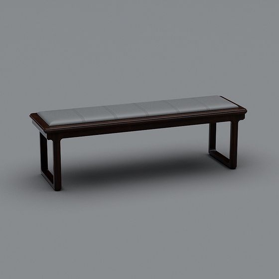 Classic Long Bench 3D model with Modern and Vintage Aesthetics