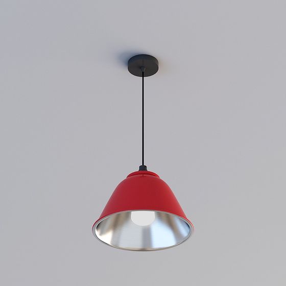 Red Dome Pendant Light 3D model