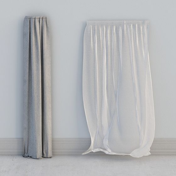 Stylish Sheer Curtain 3D model for Interior Design