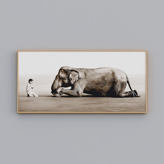 Charming Elephant and Boy 3D Model for Creative Use