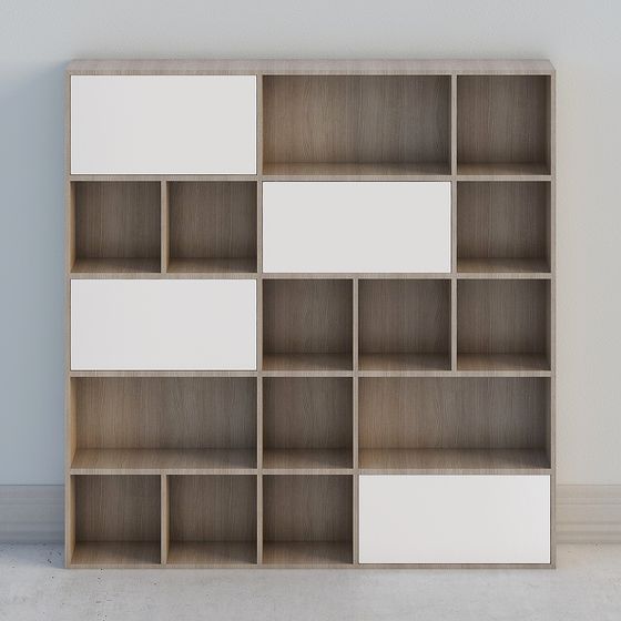 Stylish Low-Poly Bookshelf 3D model