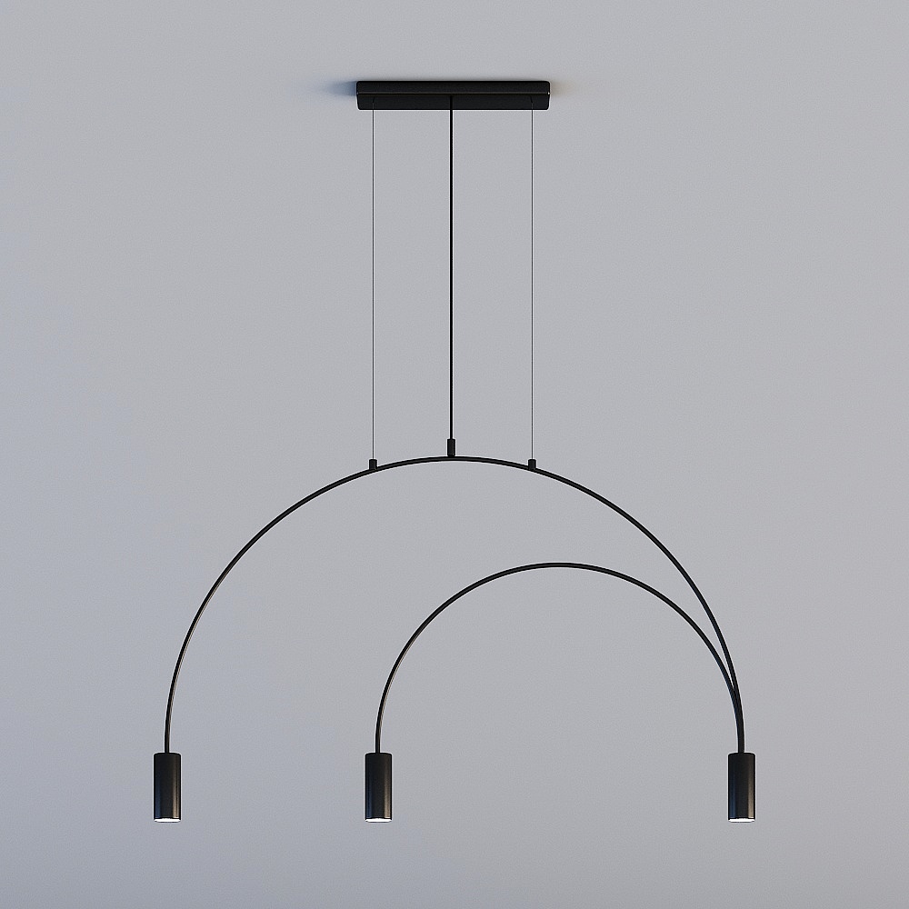 3D lights are all GRN - Postmodern Minimalist Restaurant Bar Design Iron Chandelier - D8130-3-Black
