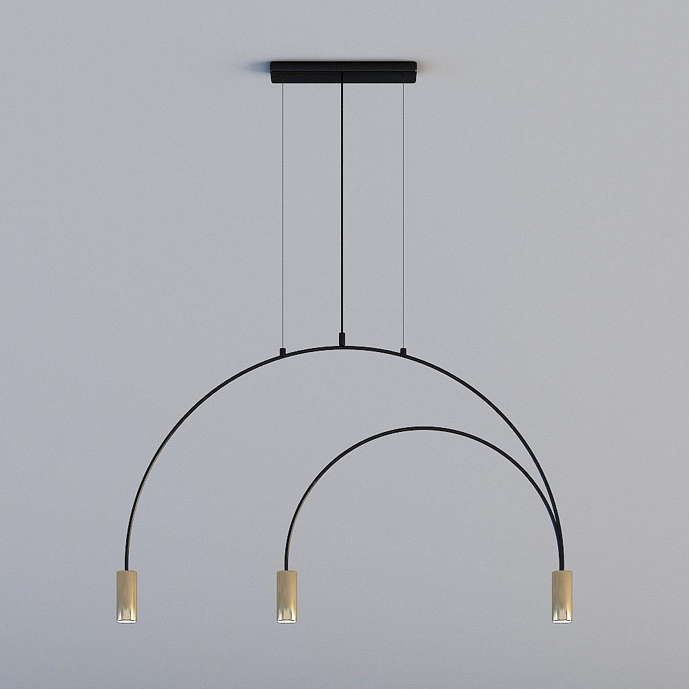 3D lights are all GRN - Postmodern Minimalist Restaurant Bar Design Iron Chandelier - D8130-3-Black-Gold