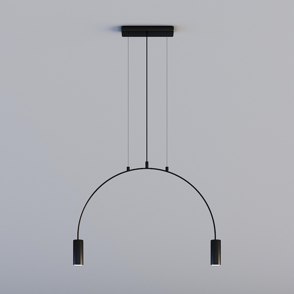 3D lights are all GRN - Postmodern Minimalist Restaurant Bar Design Iron Chandelier - D8130-2-Black