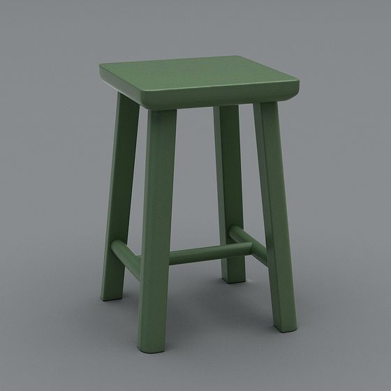 Stylish Low Poly Green Stool 3D model