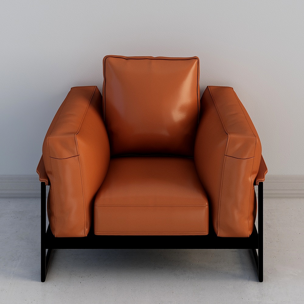 Stylish Leather Sofa 3D model for Modern Interiors
