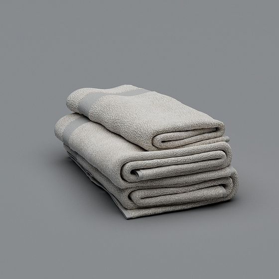 Elegant Stacked Towels 3D model for Interior Design
