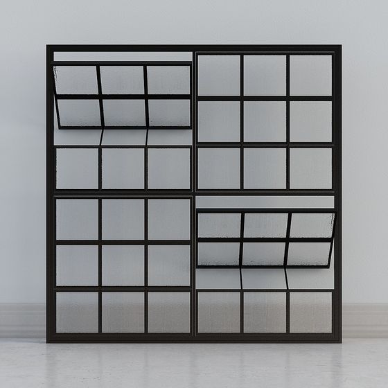 Industrial Glass Partition Wall 3D model