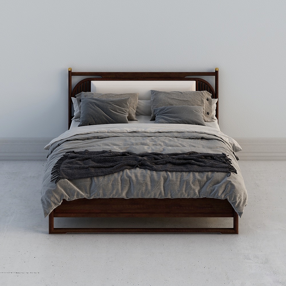 YouVan Art Molan new Chinese furniture solid wood bed modern double bed bedroom master bedroom simple bed small family type