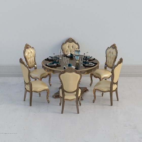 Royal Dining Table Set 3D model
