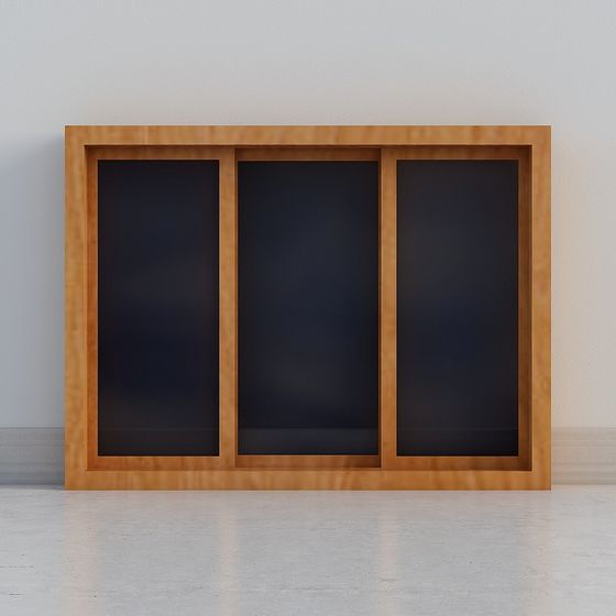 Wood Frame Triple Window 3D model for Creative Projects