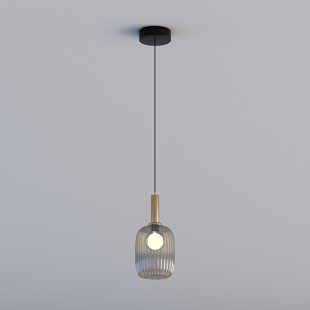 3D ライトはすべて GRN - モダンミニマリスト ライト ラグジュアリー レストラン ベッドルーム バー ステンドグラス シャンデリア - MD3175-D - スモーク グレー