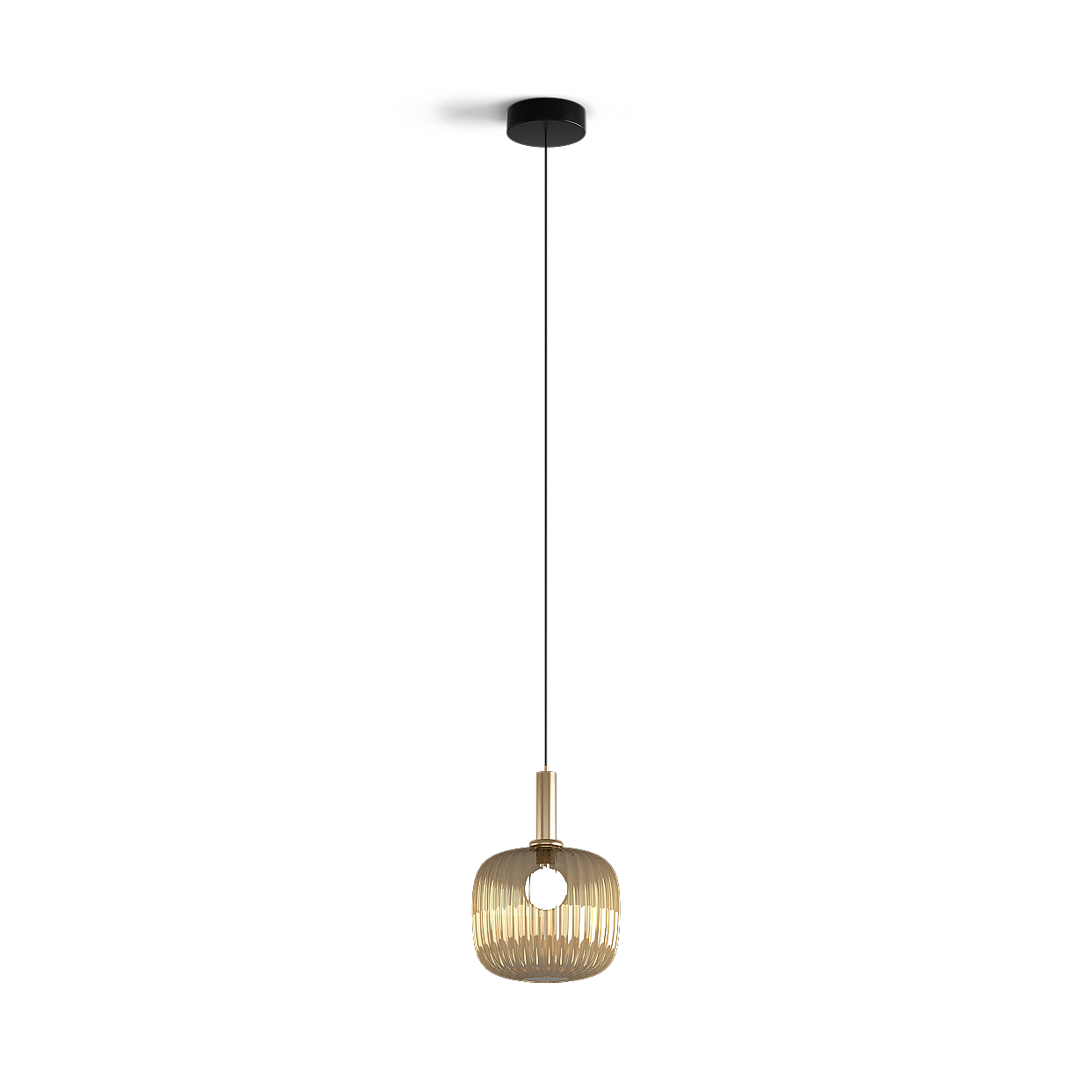 Elegant Minimalist Pendant Light 3D Model – Golden Glass Shade