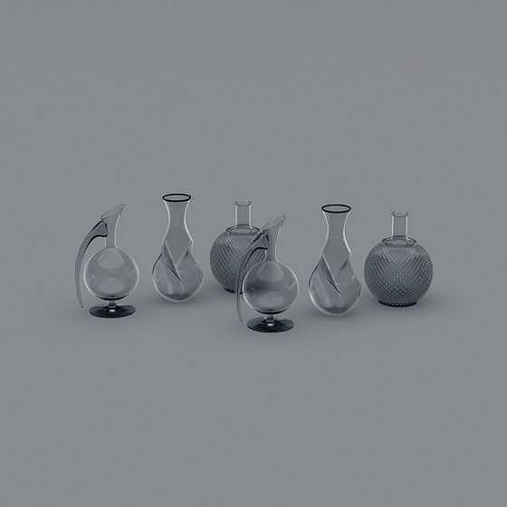 Elegant Glassware Collection 3D model