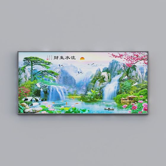 Enchanting Mountain Waterfall 3D Model