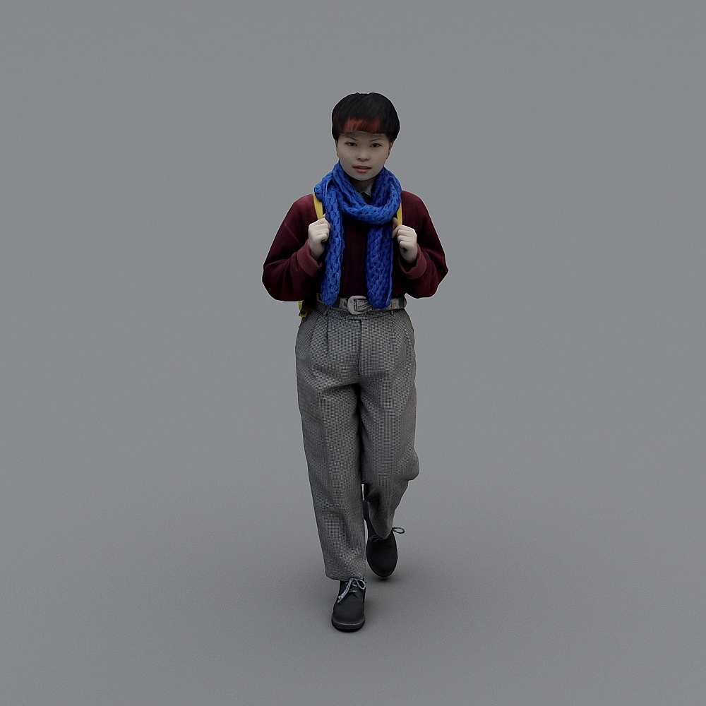Stylish Low-Poly 3D Model of a Youthful Character