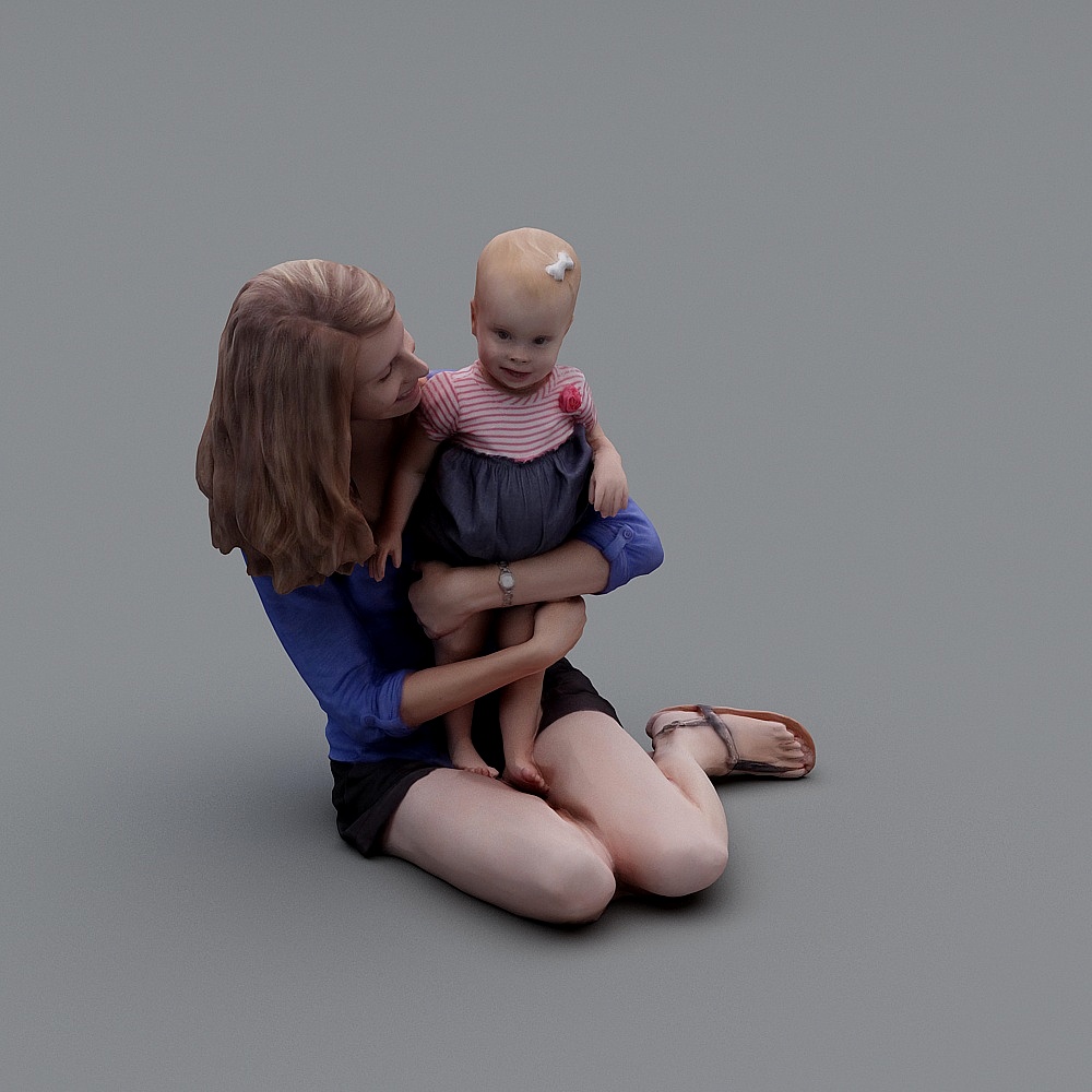 Heartwarming Mother and Daughter 3D model