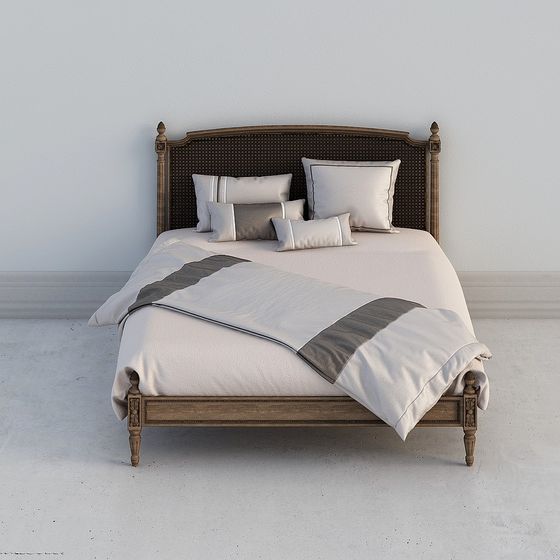 Stylish Low-Poly Bed Frame 3D model for Modern Interiors