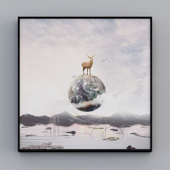 Floating Deer on Earth 3D model for Creative Projects