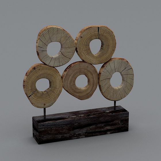 Nature-Inspired Wooden Sculpture 3D model
