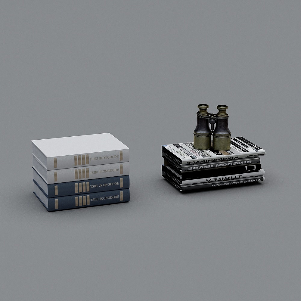 Vintage Books and Telescope 3D model
