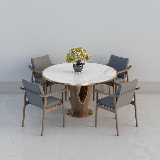 Modern Minimalist Dining Table and Chair Set 3D model