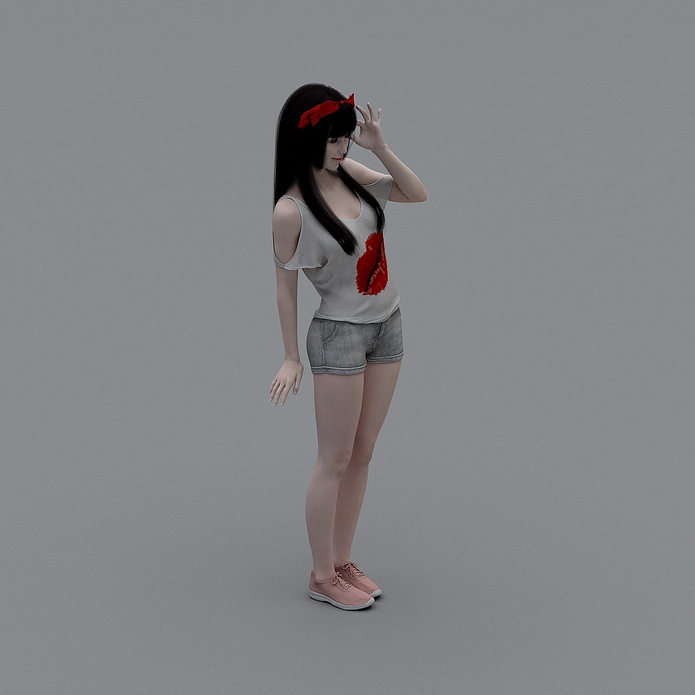 Vibrant Low-Poly Youthful Girl 3D model