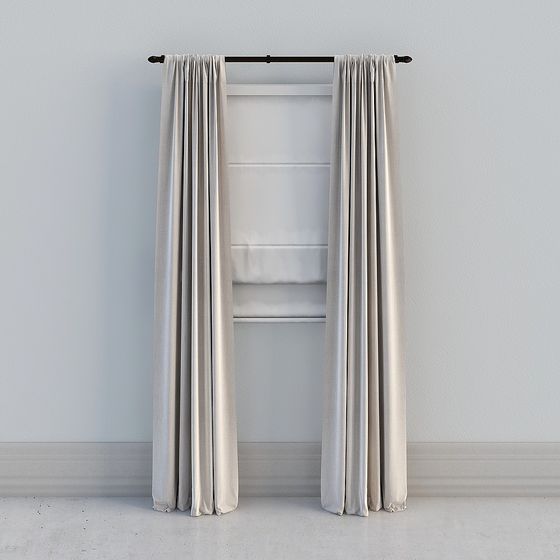 Elegant Low-Poly Curtain 3D Model for Interiors