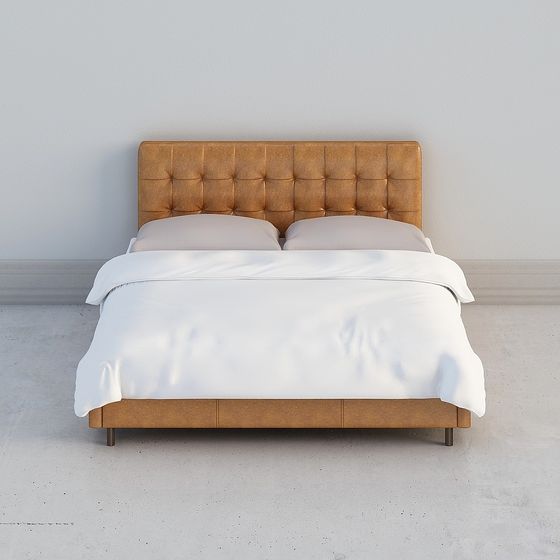 Elegant Leather Bed 3D model