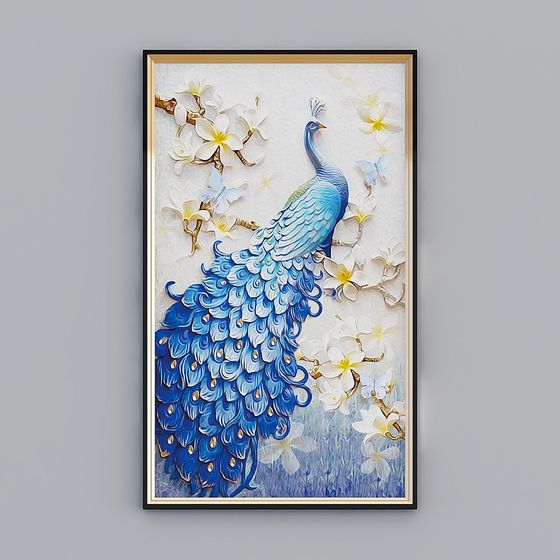 Realistic Peacock 3D Model in a Dreamlike Garden