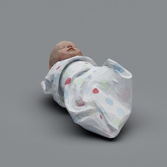 Newborn Baby Low-Poly 3D Model