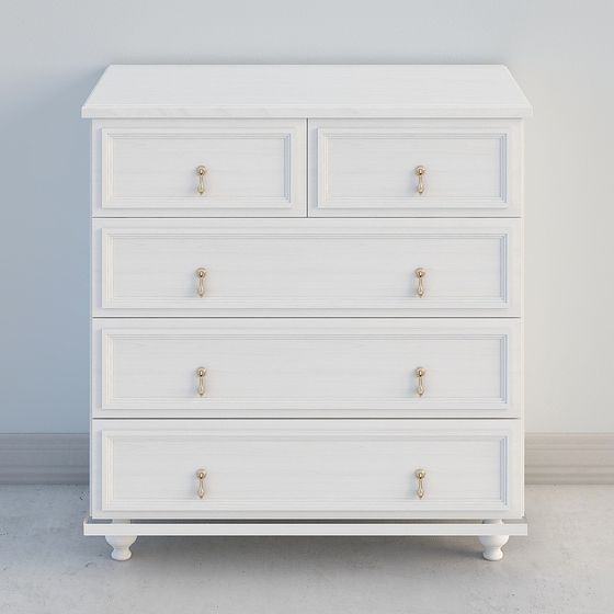 Classic White Oak Drawer Cabinet 3D model