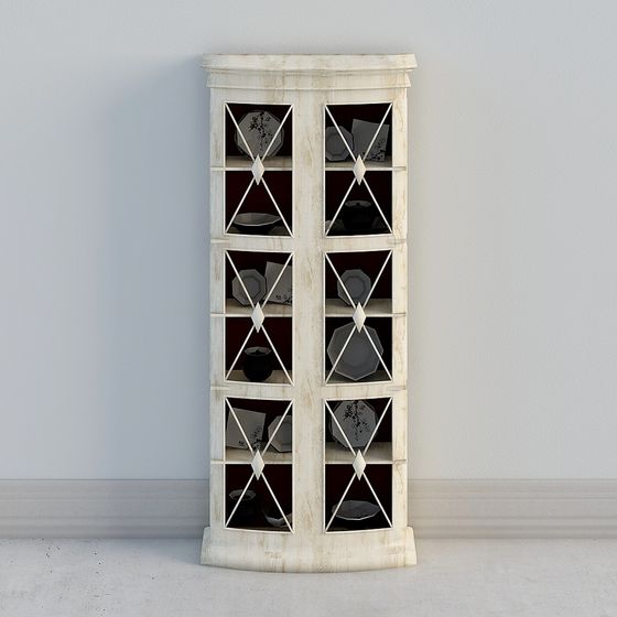 Elegant Retro Display Cabinet 3D model