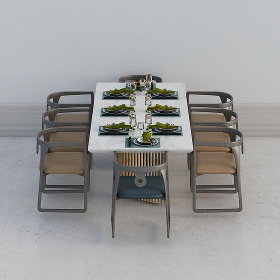 Stylish 3D Dining Table and Chair Set Model for Modern Spaces